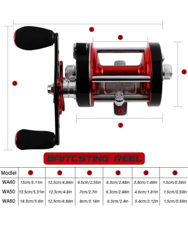 Sougayilang Fishing Reels Round Baitcasting Reel - Conventional Reel - Reinforced Metal Body and Supreme Star Drag Right Hand-Red-Black Warrior6000 - Buy Online on GoSupps.com
