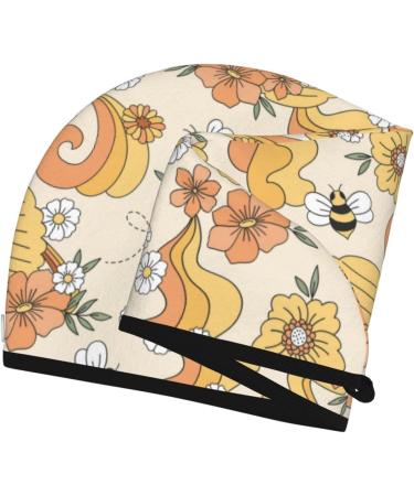 Groovy Floral Microfiber Hair Towel - Soft Super Absorbent Quick-Dry Hair Wrap for Long Curly & Thick Hair - Buy Online on GoSupps.com
