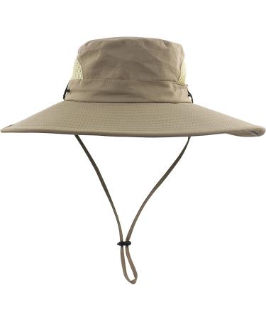 Muryobao Men's UPF 50+ Waterproof Wide Brim Bucket Fishing Hat - Beige - Buy Online on GoSupps.com