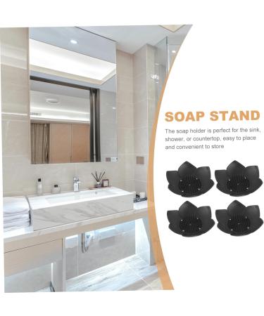 FONDOTIN 4pcs Lotus Soap Holder Soap Dish Shower Soap Stand Floral Soap Trays Countertop Soap Organizer Kitchen Cleaning Sponge Holder Soap Case Silica Bracket Multifunction - Buy Online on GoSupps.com
