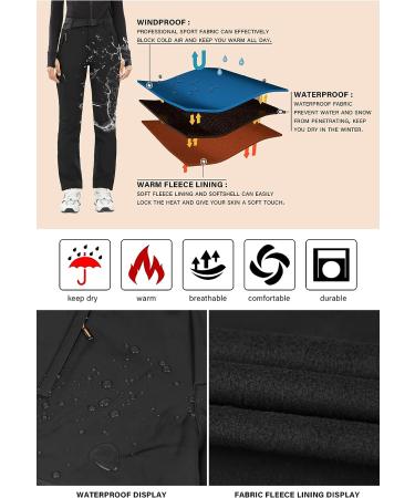 PERSIT Women's Snow Ski Waterproof Windproof Fleece Lined Cargo Hiking Pants - Medium Black - Buy Online on GoSupps.com