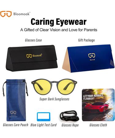 Bloomoak 99.9% Blue Light Blocking Glasses | Reading & Gaming | Relieve Eye Fatigue & Improve Sleep | Yellow Reading Glasses 3.0x - Buy Online on GoSupps.com