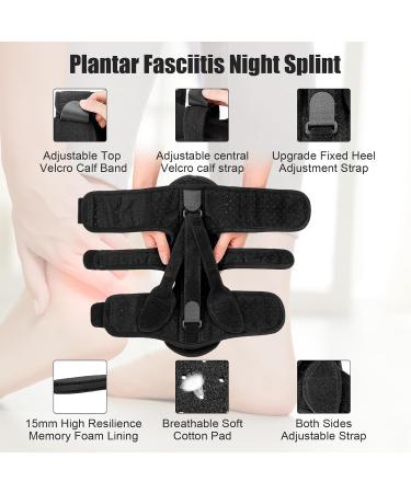 Plantar Fasciitis Night Splint Adjustable Orthotic Brace for Foot Drop Arch Pain & Achilles Tendonitis (Black) | International Shipping - Buy Online on GoSupps.com