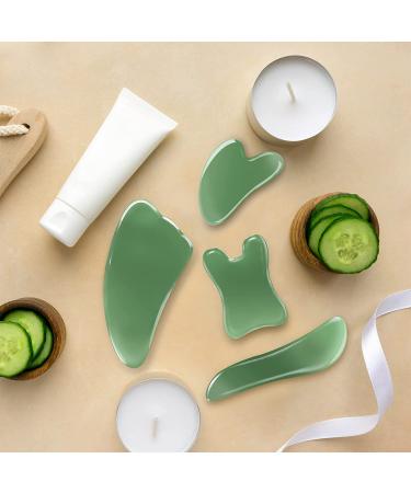 4 Pcs Green Guasha Massage Tool for SPA Acupuncture Therapy - Facial Gua Sha Board for Trigger Point Treatment - Buy Online on GoSupps.com