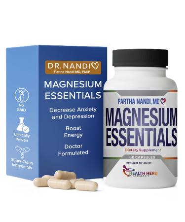 Triple Magnesium Complex Supplement Magnesium Citrate Malate & Glycinate Supports Sleep Stress Muscle Nerve & Heart Health Advanced High-Absorption Formula 235mg 60 Capsules