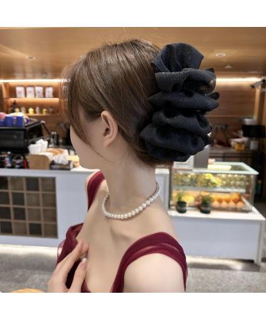 Bow Bubble Clip Large Mesh Bubble Bow Hair Jaw Clip Large Claw Clips for Thick Hair Elegant Hair Styling Accessories (Black 2 Set) Black 2 Set - Buy Online on GoSupps.com