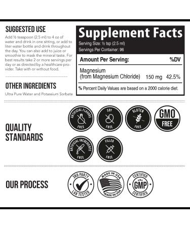 Ionic Magnesium Chloride 8 oz Liquid - Fastest Absorption for Calm Mood, Sleep, Muscle Cramps & Natural Laxative - Vegan, USA Made in Glass Bottle - Buy Online on GoSupps.com
