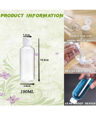 30 Pcs 100ml Plastic Travel Bottles for Toiletries Empty Refillable Transparent Containers Cosmetic Flip Cap Bottles for Toiletries Shampoo Lotions Cosmetics 4pcs Funnels and 2 Sheets Free Labels 07 - Buy Online on GoSupps.com
