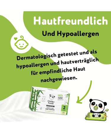 The Cheeky Panda Bamboo Baby Diapers Size 2 (3-8kg) - Sustainable Super Absorbent 44 Pack - Hypoallergenic for Sensitive Skin - Up to 12 Hours of Protection - Buy Online on GoSupps.com