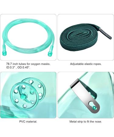 Adult Oxygen Mask with 6.6' Tubing & Adjustable Strap - Size L Green (3 Pack) - Buy Online on GoSupps.com
