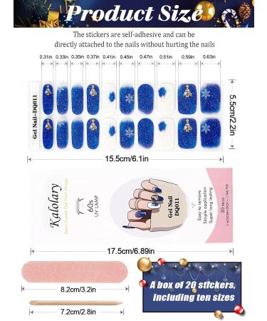 Kalolary 20 Pcs Christmas Gel Nail Polish Strips - Snowflake Designs Glitter Colors Nail Stickers & File - UV/LED Lamp Required - Buy Online on GoSupps.com