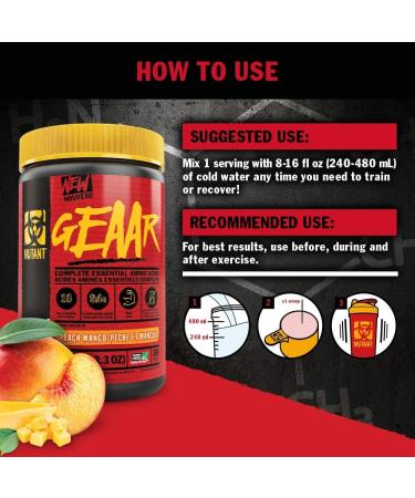 MUTANT GEAAR EAA Powder - 9.4g EAA 7g BCAAs 4g Leucine 30 Servings Blue Raspberry - 378g International Shipping Available - Buy Online on GoSupps.com