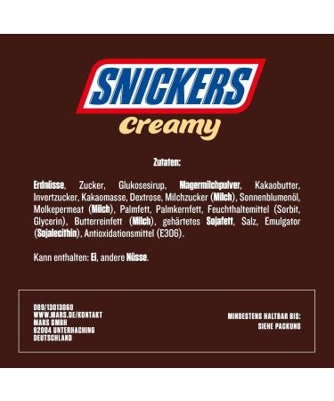 Snickers Creamy Peanut Butter - Milk Chocolate with Peanut Butter Caramel & Peanuts | 24 Double Bars (36.5g each) - 876g Total - Buy Online on GoSupps.com