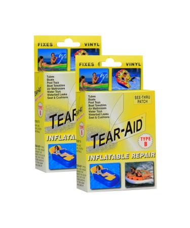 TEAR-AID Inflatable Repair Kit, Type B Clear Patch Kit for Vinyl and Vinyl-Coated Materials, Use for Inflatable Bounce House, Boat, Waterslide, Air Matress & More, Yellow Box Inflatable Repair (Pack of 2)