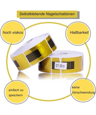 Self-Adhesive Nail Templates - 500 Golden Stencils for Gel Nails & Extensions | Nail Art Supplies for Professionals - Buy Online on GoSupps.com