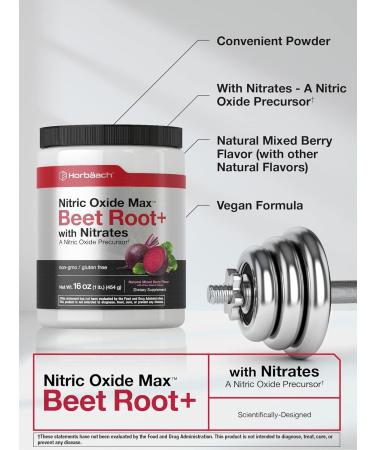 Horbäach Nitric Oxide Beet Root Powder - 16 oz (454g) - Vegan Non-GMO Gluten Free Mixed Berry Flavor Supplement for Enhanced Performance - Buy Online on GoSupps.com