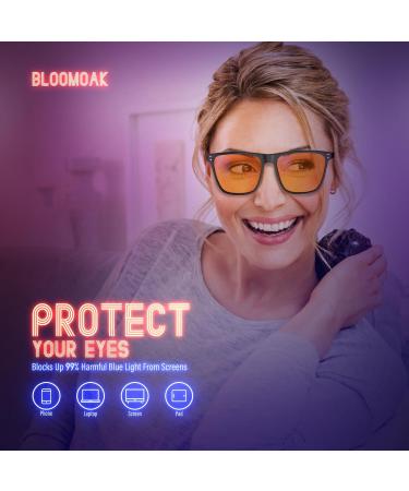 BloomoAK 99% Blue Light Blocking Glasses - Anti-Fatigue Gaming & Screen Protection - Matte Black Rectangle with Upgraded Hinges - Buy Online on GoSupps.com