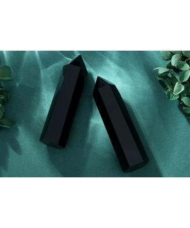 Buy Xiannvxi 4 Obsidian Tower Gemstone Stab - Natural Hexagonal Crystal for Meditation & Energy | 9-10cm Healing Stones - Buy Online on GoSupps.com