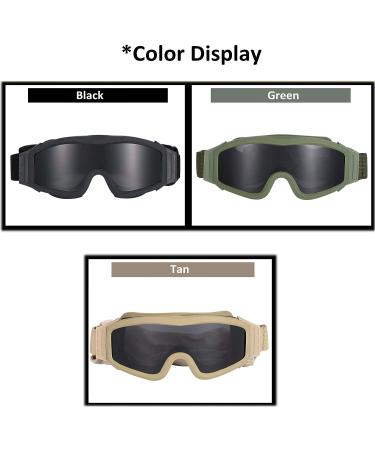 3-Lens Black Tactical Goggles | Airsoft, Paintball, Military Shooting | UV Protection - Buy Online on GoSupps.com