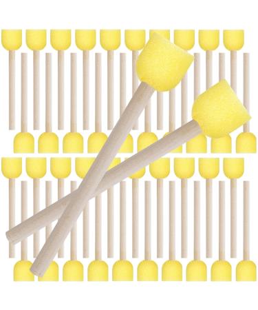 40 Pieces Round Paint Foam Sponge Brush Set Sponge Paint Brush Paint Tools for Kids Wooden Handle Foam Brushes Stencil Sponge Foam Paint Brush for Kids DIY Painting Arts and Crafts Yellow