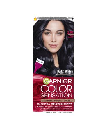 Garnier Color Sensation Hair Color - Blue Black 2.10 - Permanent Cream Hair Color - All Hair Types - Color up to