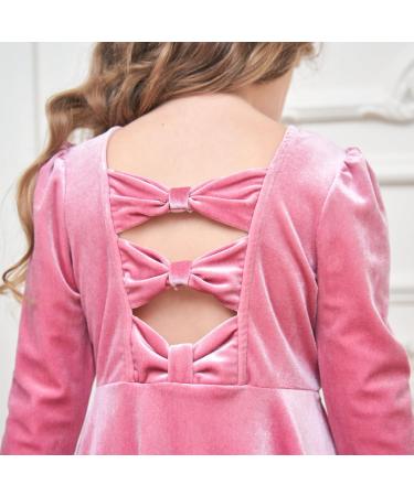 Miipat Baby Girls Velvet Dress - Long Sleeve Toddler Girl Princess Dress 3-4 Years Pink - Buy Online on GoSupps.com