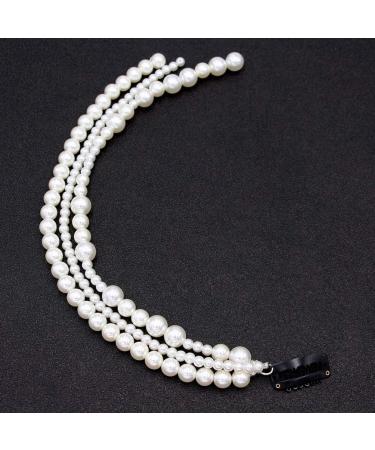 Minkissy Pearl Beads Strand Elegant Hair Chain Hair Extensions Barrettes Ponytail Decor For Women Bride Birthday Wedding Valentines Day Party - Buy Online on GoSupps.com