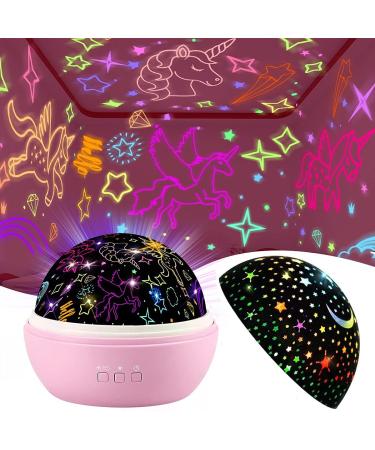 Unicorn gifts for 2-7 girls 2 in 1 unicorn toy from 3-9 years of girls starry sky projector Rotating unicorn night light children Christmas gifts birthday presents from 2-10 girls