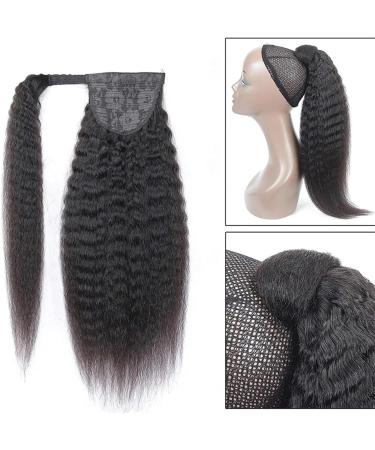 Ponytail Extensions 10-24 Inch Long Yaki Straight Ponytail for Black Women Real Human Hair Wrap Around Ponytail Extensions with Magic Paste Clip in Remy Hair Extensions for Women(Size:18inch 100g) - Buy Online on GoSupps.com