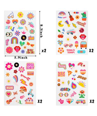 VERSRH 70s Temporary Tattoos - 8pcs Groovy Designs for Kids Party Favor | Waterproof Body Stickers for Retro Hippie Theme Birthday Party - Buy Online on GoSupps.com