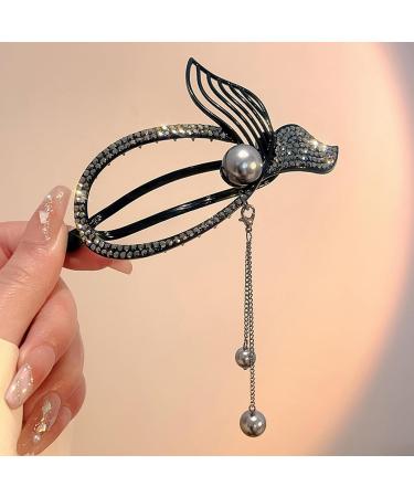 Hair Ornaments Tassel Hairpin with Rhinestones Faux Pearl Fairy Fish Tail Flower Butterfly Design Elegant Hair Clip Women Hair Accessories - Buy Online on GoSupps.com