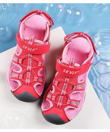 DADAWEN Kids Outdoor Water Sandals - Breathable Closed-Toe Athletic Shoes, Hot Pink (Size 3 Little Kid) - Buy Online on GoSupps.com