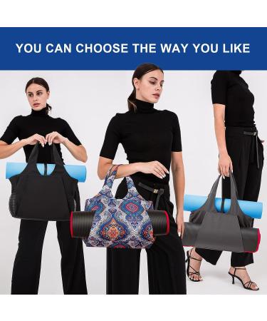 KUAK Large Waterproof Yoga Mat Bag for Women - Gym Bag with 2 Mat Holders, 6 Pockets, Shoulder Carryall Tote for Pilates and Workout - Black - Buy Online on GoSupps.com
