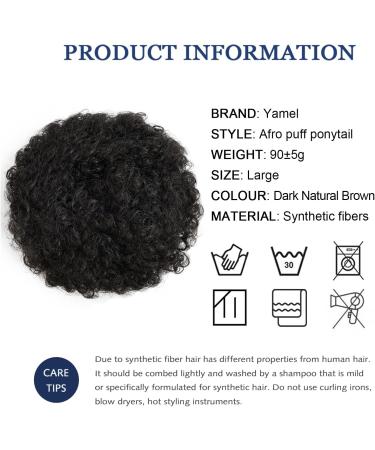 YAMEL Afro Puff Drawstring Ponytail Large Bun Extension - Dark Natural Brown Synthetic Updo Hair Piece for Black Women - Buy Online on GoSupps.com