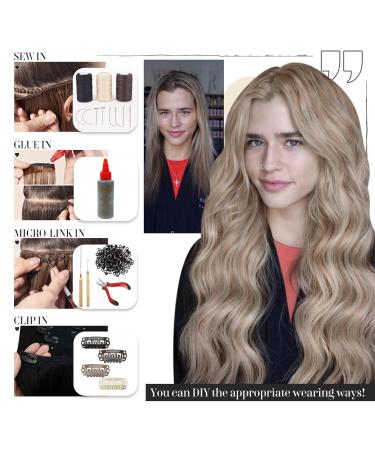Buy Vivien Extensions Real Hair Tress - Ash Blonde Highlight & Bleach Blonde 80g | Perfect for Sewing #P16/25cm - Buy Online on GoSupps.com