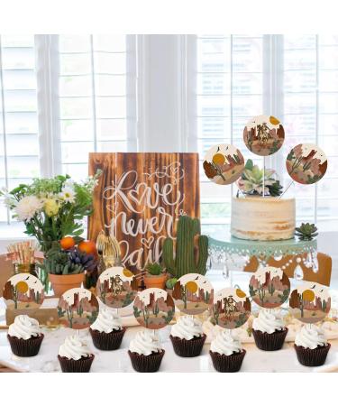 36Pcs Desert Cupcake Toppers for Desert Cactus Baby Shower Decorations Arizona Wedding Western Cowboy Horse Birthday Party Supplies - Buy Online on GoSupps.com