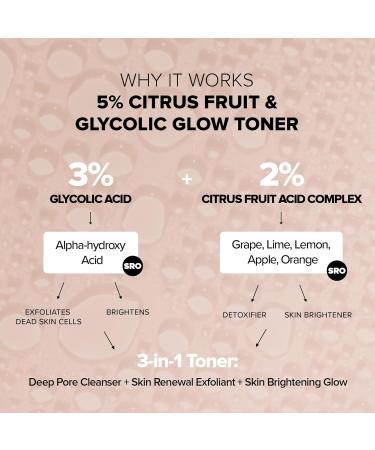 Nudestix 5% Citrus Fruit & Glycolic Glow Toner Exfoliating Facial Toner with AHAs Hyaluronic Acid & Fruit Acids for Bright Smooth Skin - Buy Online on GoSupps.com
