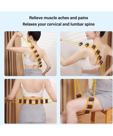 Wooden Cervical Vertebra Massage Roller Rope | Relieve Muscle Soreness & Stress | Lymphatic Drainage Manual Massage Belt - Buy Online on GoSupps.com