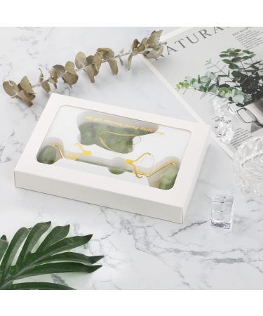 Geeric Gua Sha & Jade Roller Set | Natural Green Facial Massager for Fine Lines Edema & Eye Swelling Relief | International Shipping Available - Buy Online on GoSupps.com