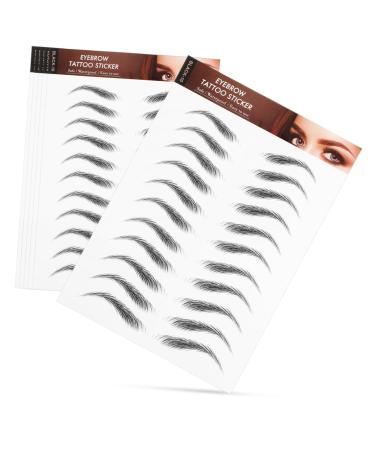 Didiseaon 6 Sheets Bionic Eyebrow Patch Stick on Eyebrows False Eyebrows Waterproof Eyebrow Paper Black