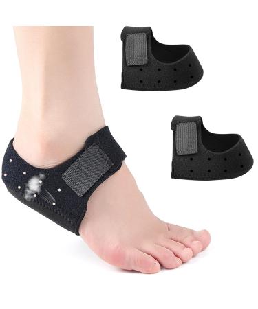 Pinkiou Heel Protectors 2PCS Heel Cups for Plantar Fasciitis Thickened Gel Heel Cushion Pads Foot Heel Pain Relief Adjustable Heel Cups for Blister Prevention - Black (W: 6-11 & M: 6-10) Black L-2PCS