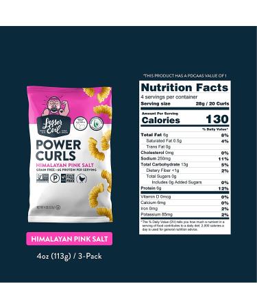 LesserEvil Himalayan Pink Salt Power Curls - 4 Ounce (Pack of 3) | Grain-Free | Avocado Oil | Clean Protein | Minimally Processed - Buy Online on GoSupps.com