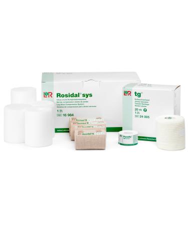 Lohmann & Rauscher Rosidal Sys Short Stretch Compression System, Full Bandaging Kit for Venous Ulcer Wrapping, Washable Compression Bandages Set