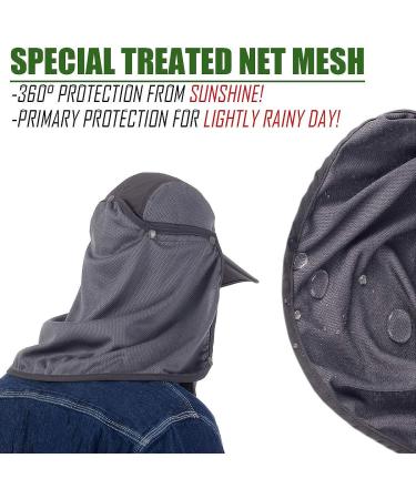 USHAKE Sun Cap Fishing Hat with Face Neck Cover Flap - Dark Grey - Buy Online on GoSupps.com