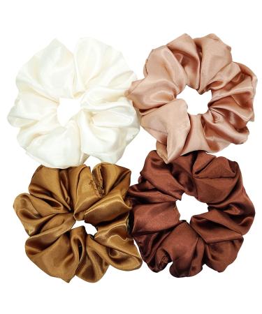4-Piece Satin Silk Scrunchies Set | Big Hair Scrunchies for Ponytails | Gentle on Hair - Buy Online on GoSupps.com
