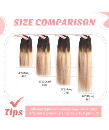 Vlasy 12 Clip in Human Hair Extensions T2/27+T2/60# - 7 Pieces Natural Straight Weft for Women (60g) - Buy Online on GoSupps.com