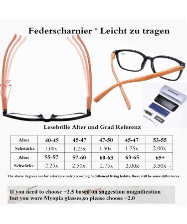 Doovic Blue Light Filter Reading Glasses - Black Rectangular Frame with Bamboo Patterns for Men & Women - Strength 1.0 - Buy Online on GoSupps.com