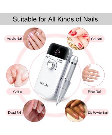 FRUJCDKI Electric Nail Drill Kit Nail Drill Kit Portable Rechargeable 45000RPM for Acrylic Nails Gel Nails Manicure Pedicure Polishing Shape Tools (reactionary fig) White Light - Buy Online on GoSupps.com