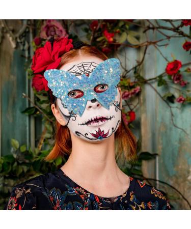 Wyttuubv Masquerade Face | Bling Sequins Face Decor For Women Butterfly Shape Half Face For Stage Show Light Blue2 - Buy Online on GoSupps.com