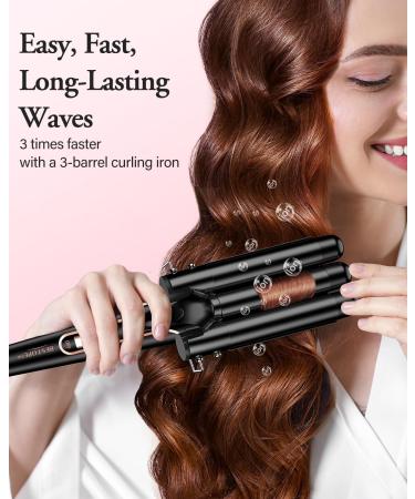 BESTOPE PRO Curling iron curling iron 3 sheets 5in1 curling iron set 3 barrels for large waves temperature setting quick heating and a glove 2 clips black - Buy Online on GoSupps.com